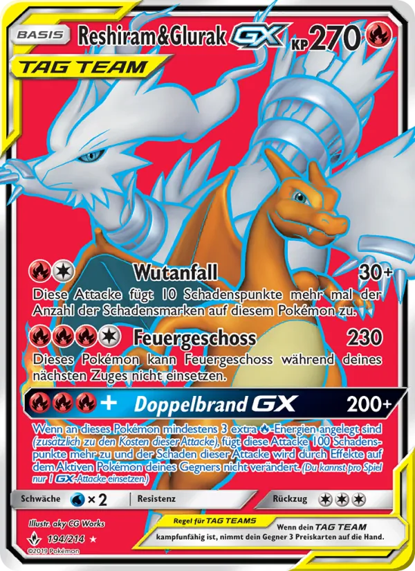 Reshiram & Glurak GX 194/214