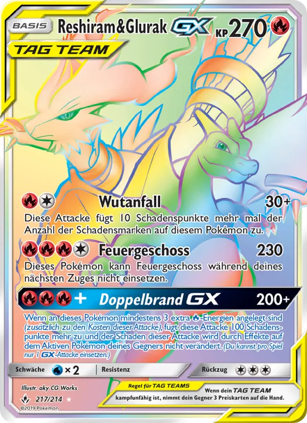 Reshiram & Glurak GX 217/214